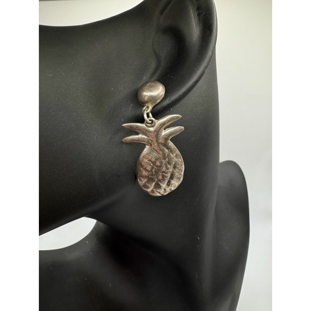 Mexico Sterling Silver 925 Pineapple Dangle Earrings 9.5g